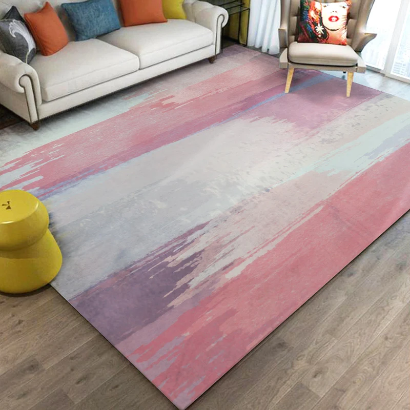 Zeitgenössischer Wohnzimmerteppich mit mehrfarbigem Karomuster, Innenteppich, Polyester, rutschfeste Rückseite, schmutzabw...
