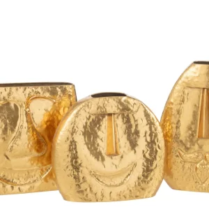 Deko Vasen Set Cara 3-teilig Gesichter Design Metall Gold