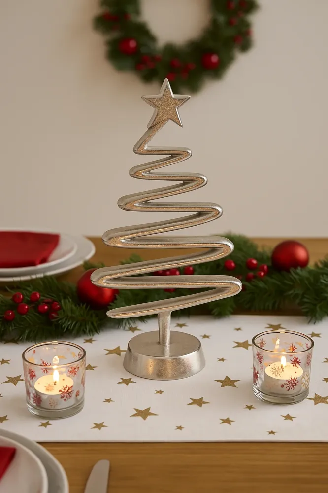 Dekoaufsteller Silverpine Weihnachtsbaum Metall Silber Modern Höhe 40cm
