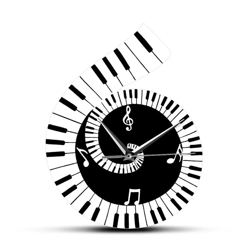 Dekorative Wanduhr, Violinschlüssel, Klaviertastatur, Musiknoten, unregelmäßige Dekorationsuhr, Wanduhr