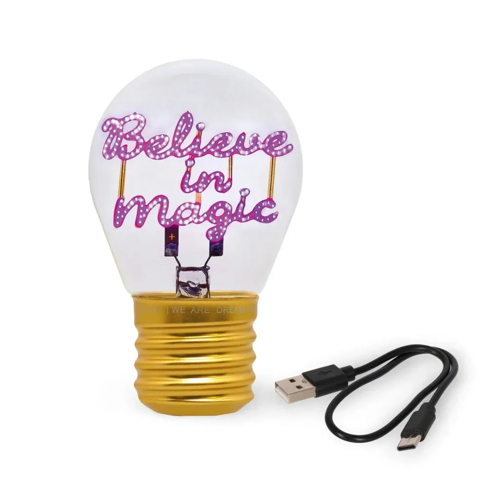 Deko-Tischlampe Glühbirnenform - "Believe Magic" • LEGAMI