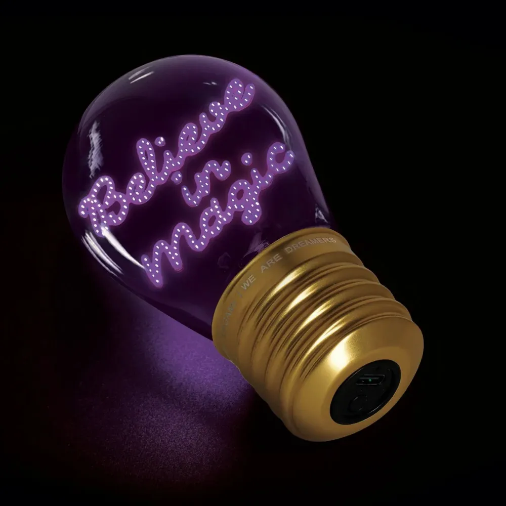 Deko-Tischlampe Glühbirnenform - "Believe Magic" • LEGAMI