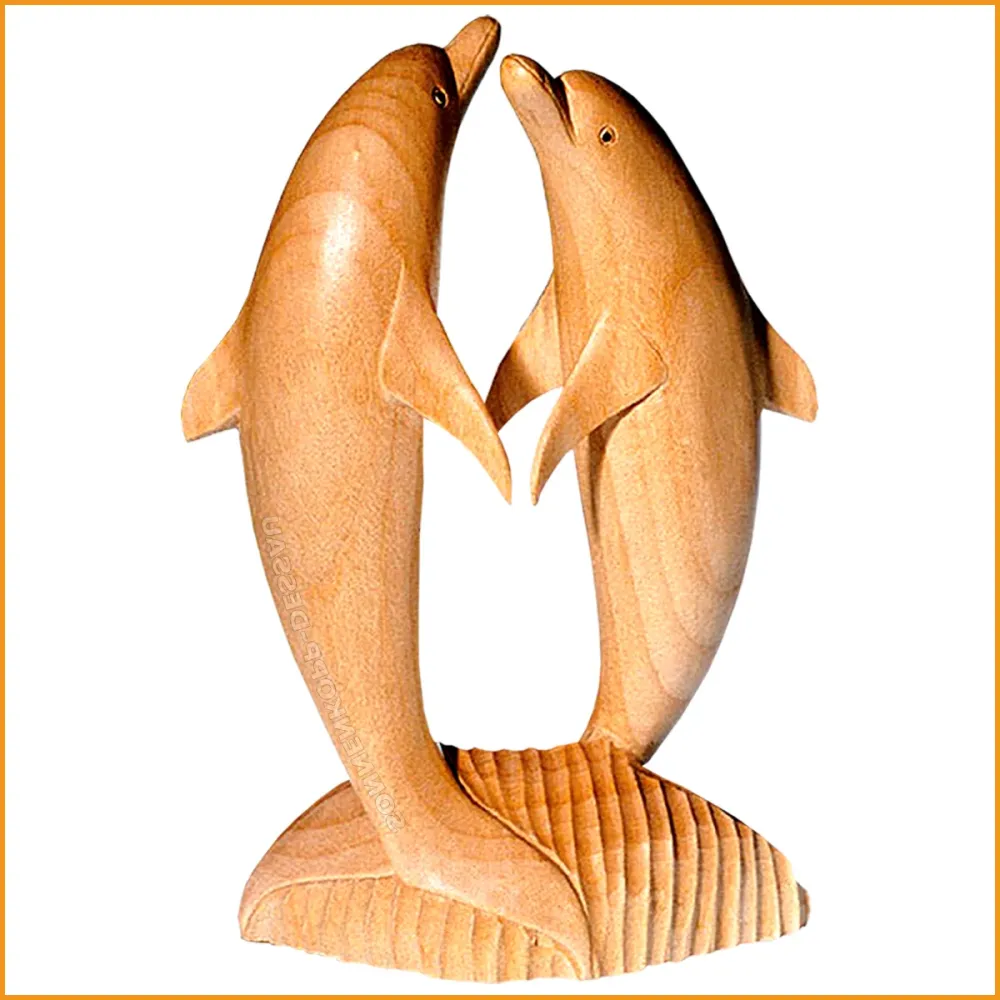 DELFIN PAAR aus HOLZ - Symbolik: Partnerschaft - 25cm
