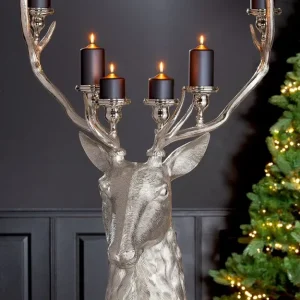 Der Waldkönig - Luxuriöser Aluminium Hirsch Skulptur und Kerzenständer für eine rustikale Atmosphäre