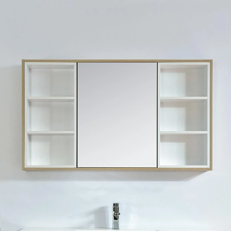 Designer Spiegelschrank mit Melamin Eiche Finish FRAME 120 cm