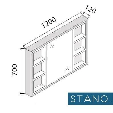 Designer Spiegelschrank mit Melamin Eiche Finish FRAME 120 cm