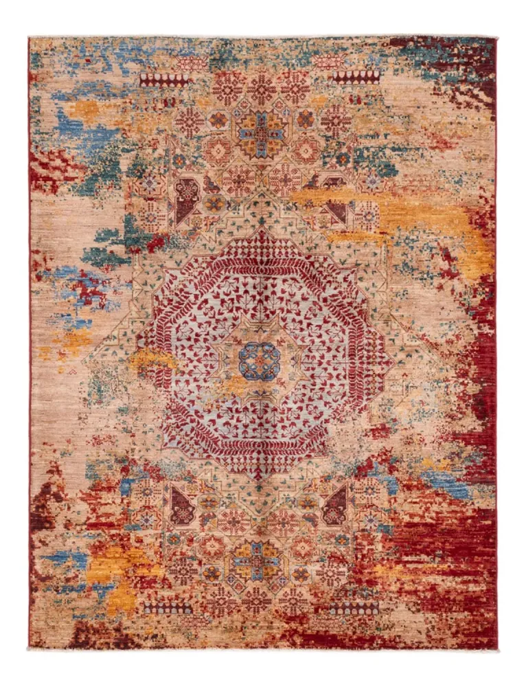Designer Teppich - 201 x 152 cm - mehrfarbig