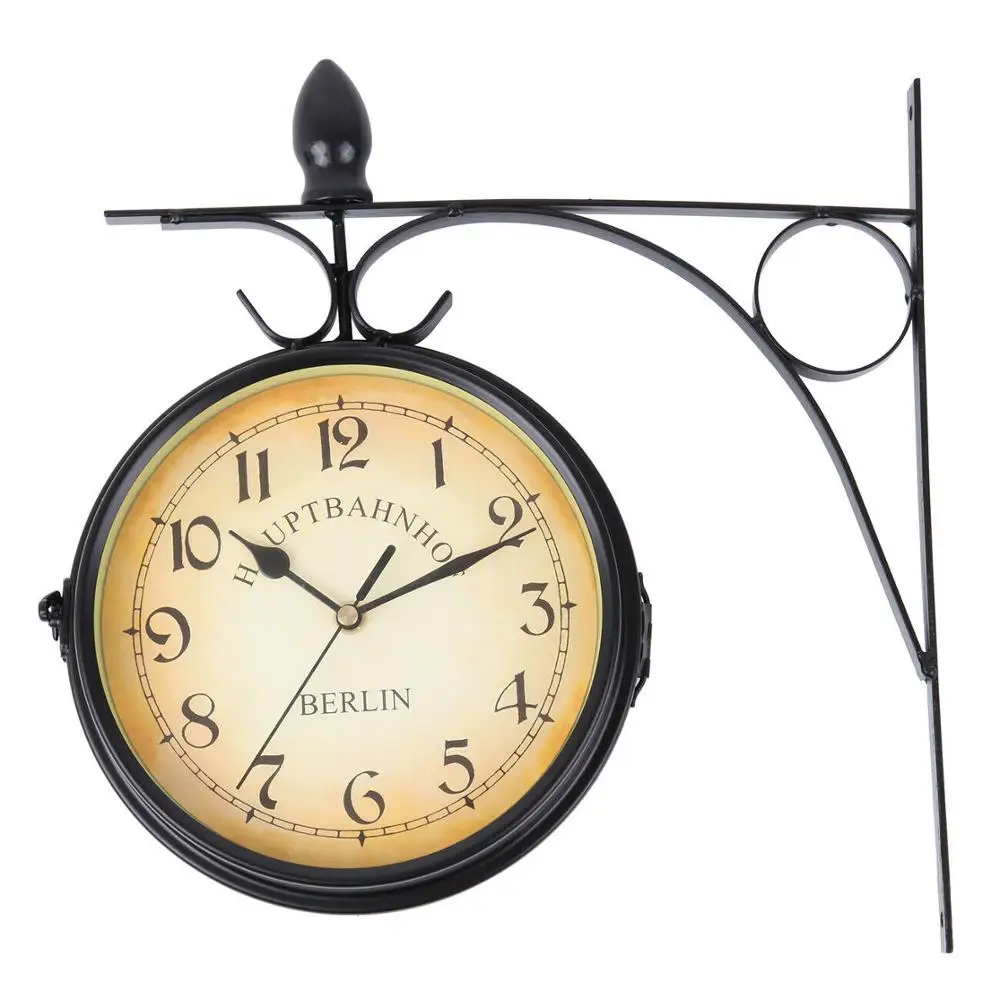 Double Faced Wanduhr - Vintage Train Station