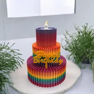 3D Druck LED Teelichthalter Geburtstagstorte Happy Birthday – Rainbow
