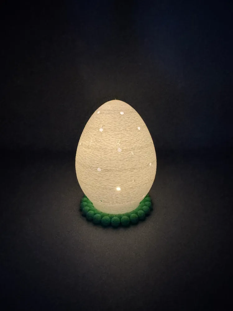 3D Druck LED Teelichthalter „Ei mit Punkten“ – Lichteffekt Osterdeko Natur & Grün
