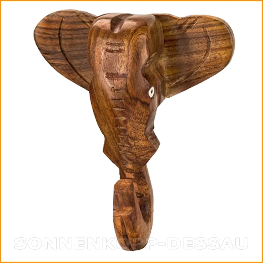ELEFANTENKOPF Wandschmuck - Holz Wandbild Wandfigur Elefant
