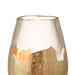 Elegantes 4er Set Teelichthalter 'Zoe' - Rundes Glasdesign Gold - 31cm Höhe