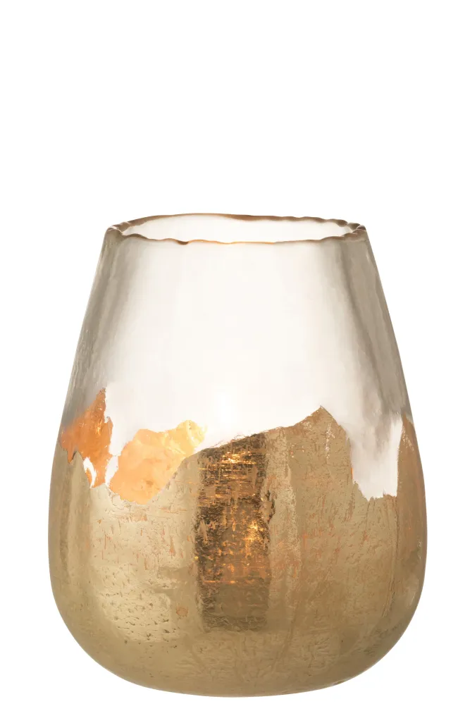 Elegantes 4er Set Teelichthalter 'Zoe' - Rundes Glasdesign Gold - 31cm Höhe