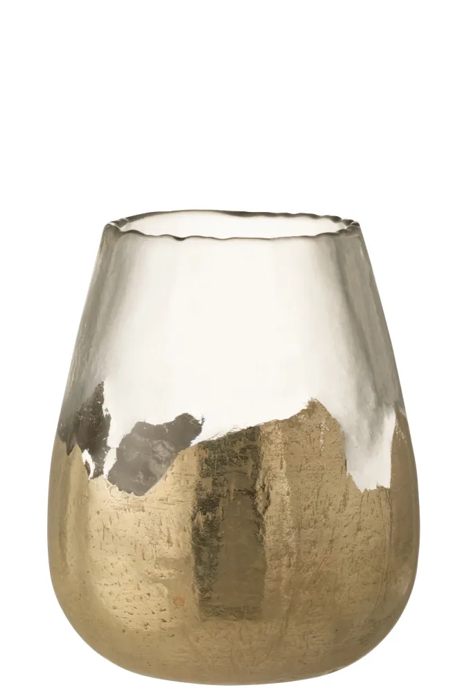 Elegantes 4er Set Teelichthalter 'Zoe' - Rundes Glasdesign Gold - 31cm Höhe