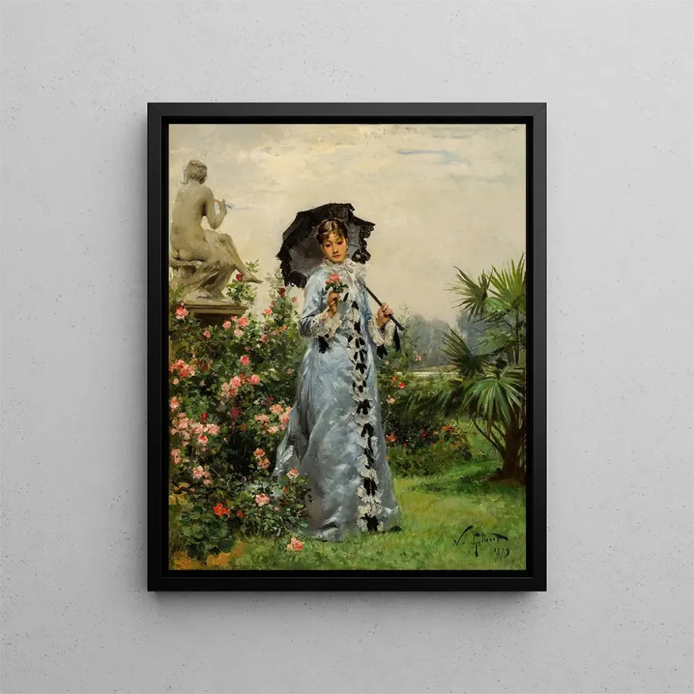 Elegantes Gemälde mit Rose - Victor Gabriel Gilbert | Kunstdruck