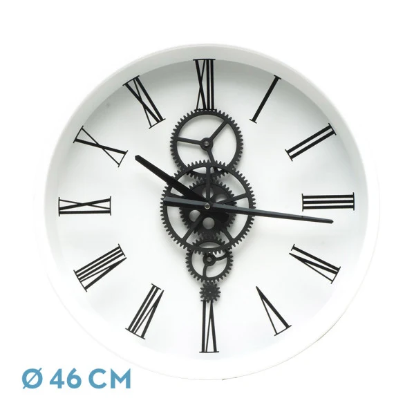 Fabrilamp Wanduhr Duque, weißes Metall