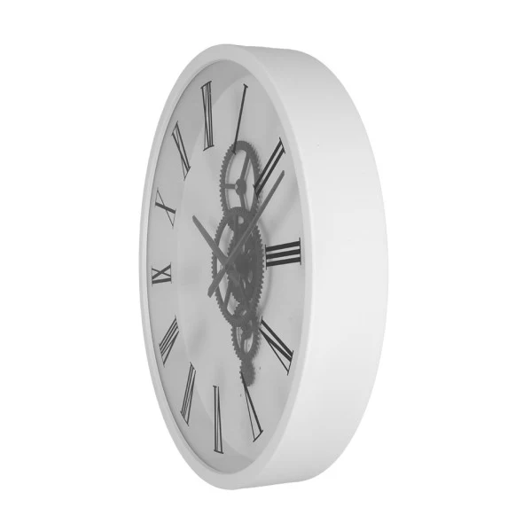 Fabrilamp Wanduhr Duque, weißes Metall