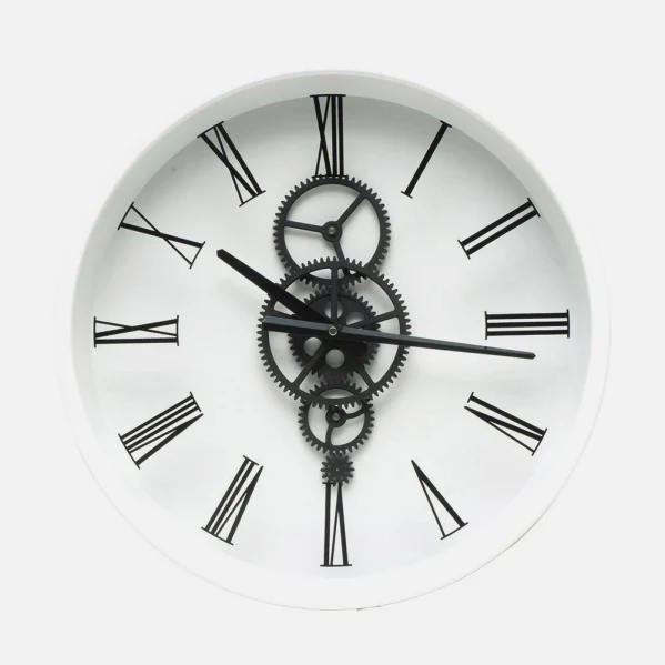 Fabrilamp Wanduhr Duque, weißes Metall