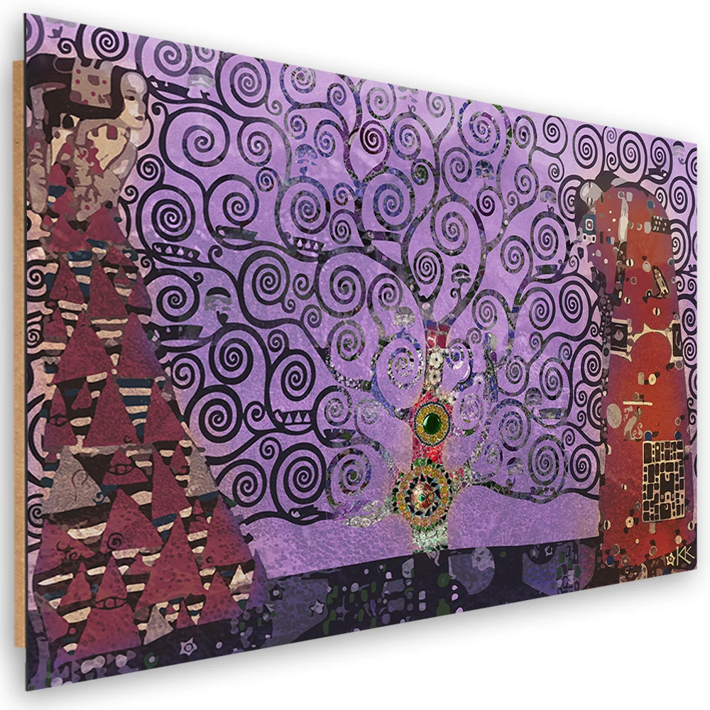 Art-déco-Paneldruck, abstraktes Motiv: Violetter Lebensbaum 60x40 Feeby