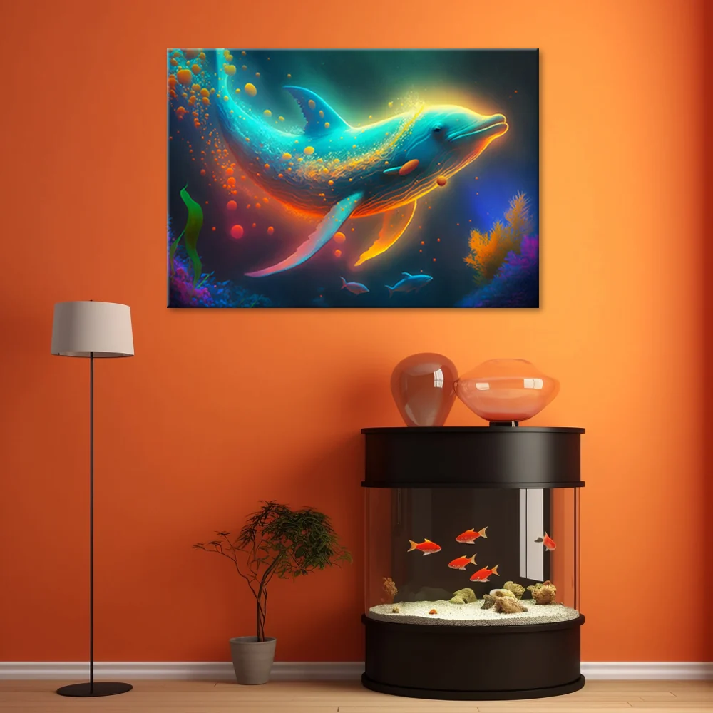 Art-déco-Paneldruck, Abstraktion eines Neonwals 60x40 Feeby
