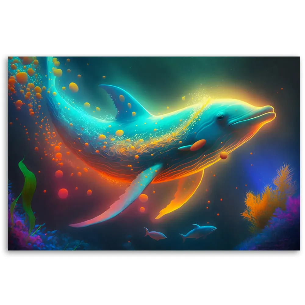 Art-déco-Paneldruck, Abstraktion eines Neonwals 60x40 Feeby