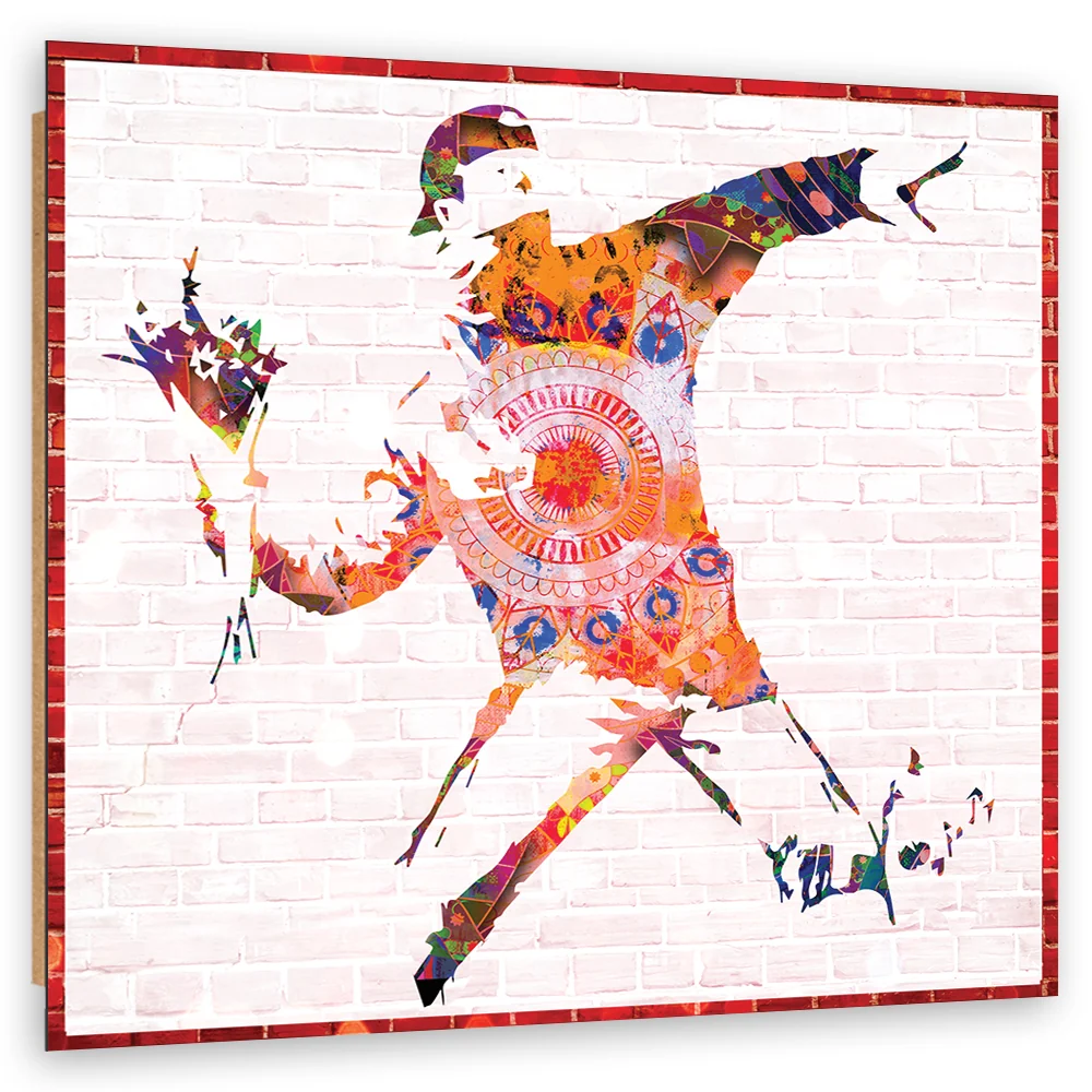 Art-déco-Paneldruck, Banksy Flower Thrower 30x30 Feeby
