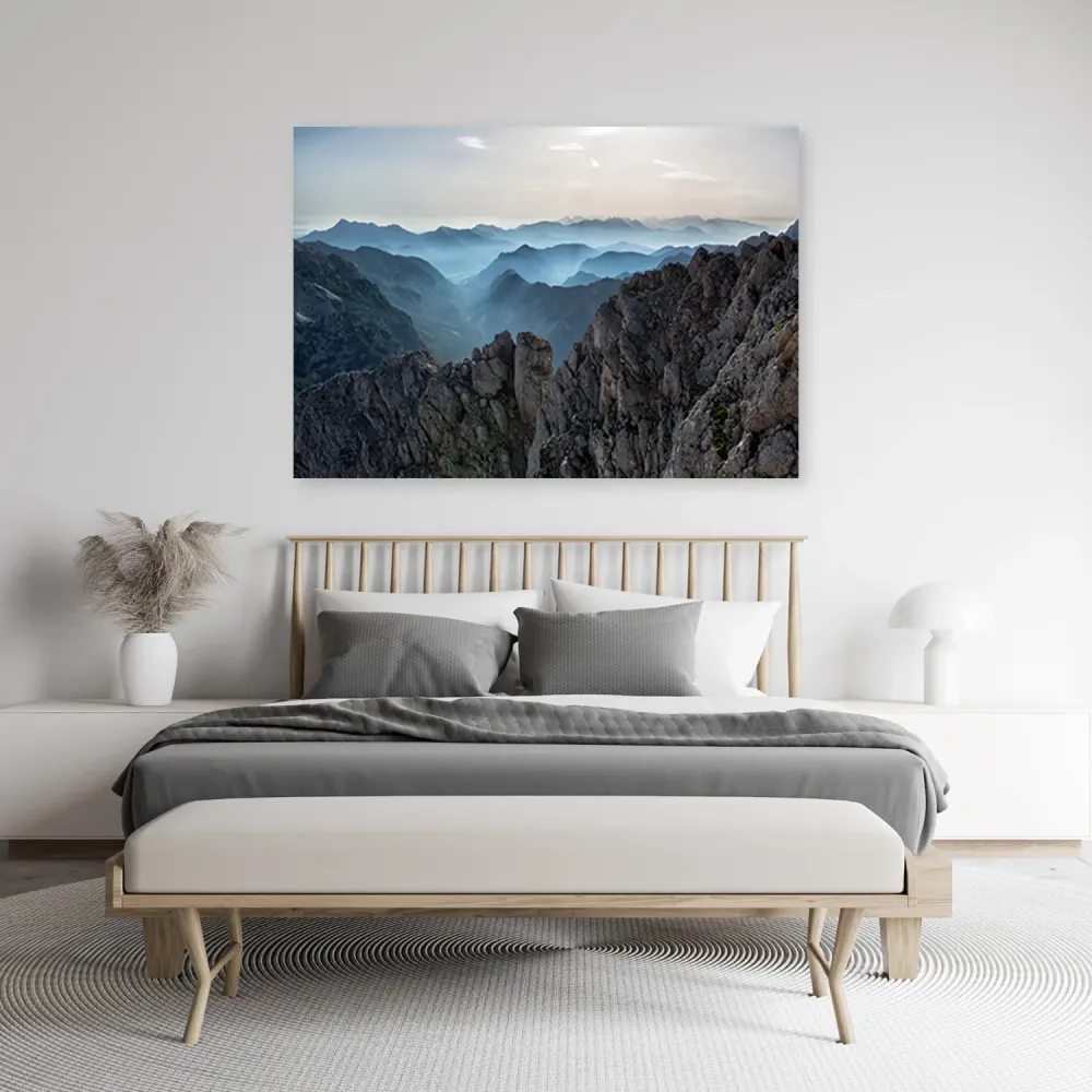 Art-déco-Paneldruck, Berggipfel den Wolken 60x40 Feeby