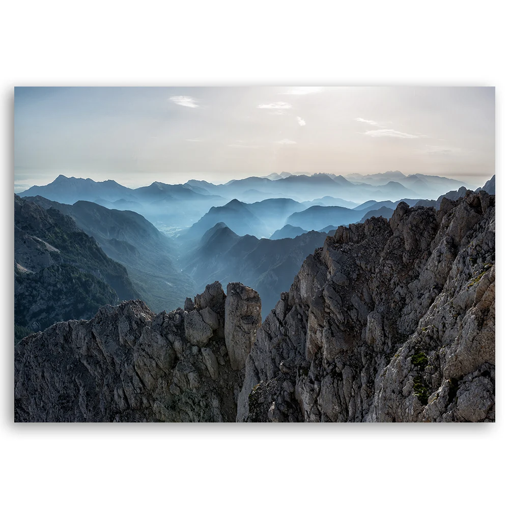 Art-déco-Paneldruck, Berggipfel den Wolken 60x40 Feeby