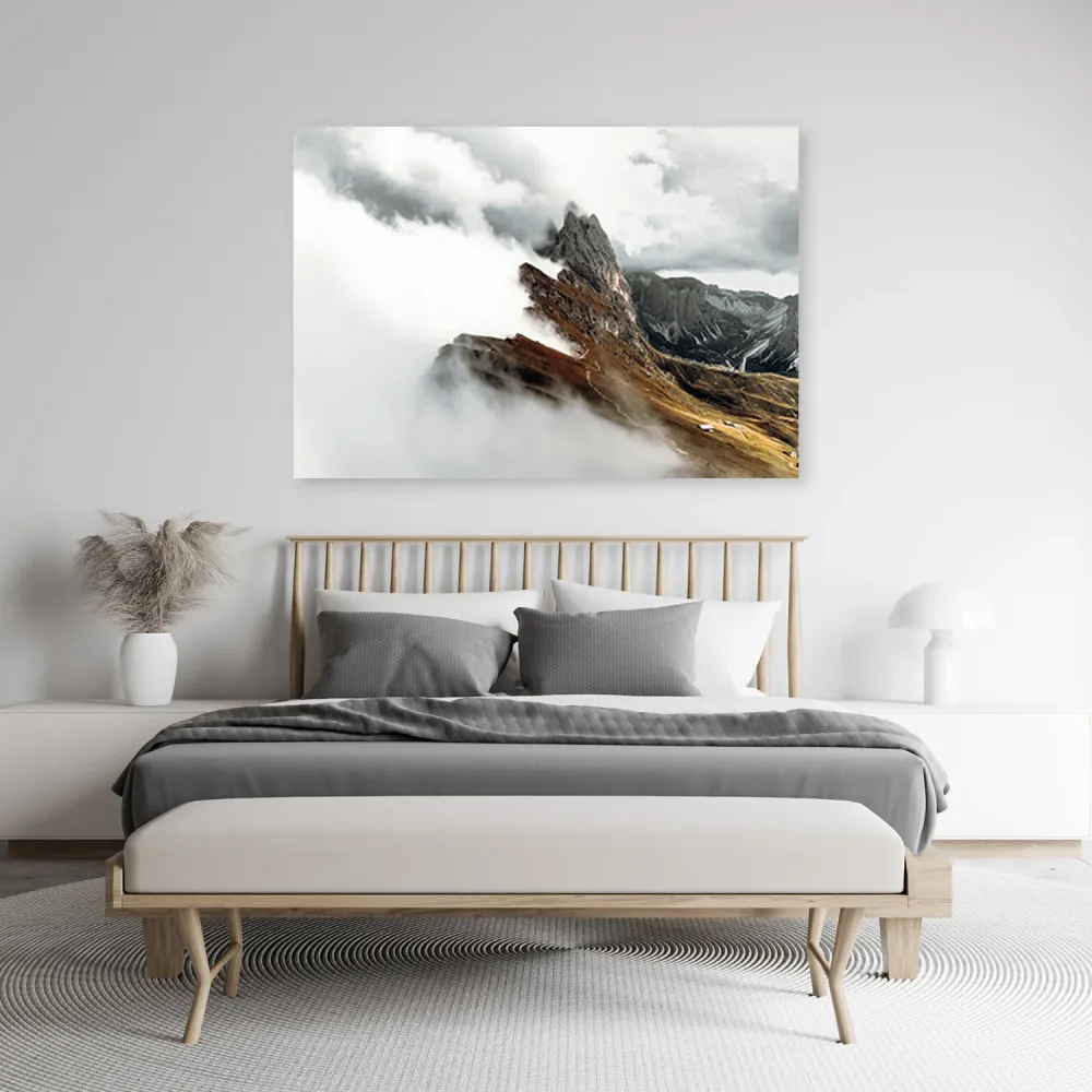Art-déco-Paneldruck, Berggipfel den Wolken 60x40 Feeby
