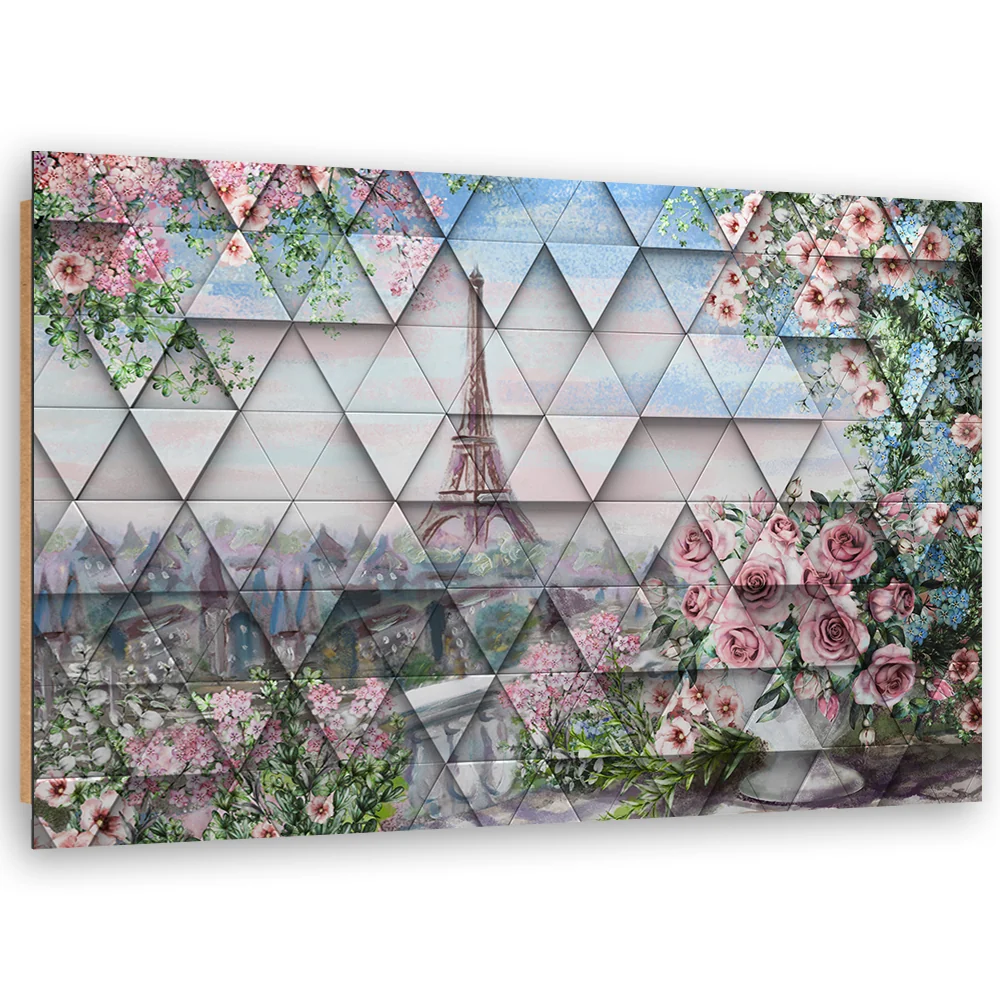 Art-déco-Paneldruck, Eiffelturm im Frühling 60x40 Feeby