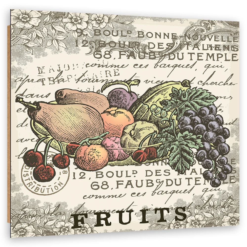Art-déco-Paneldruck, Früchte im Vintage-Stil 30x30 Feeby