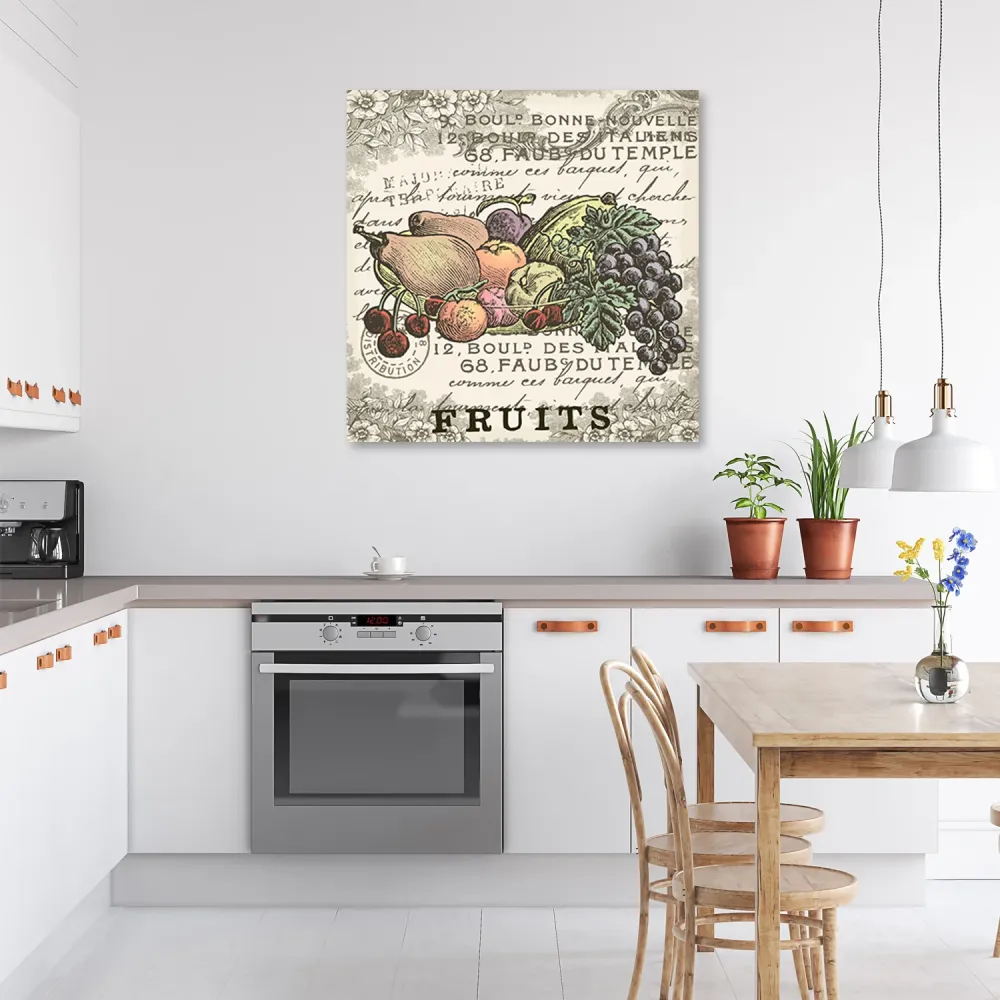 Art-déco-Paneldruck, Früchte im Vintage-Stil 30x30 Feeby