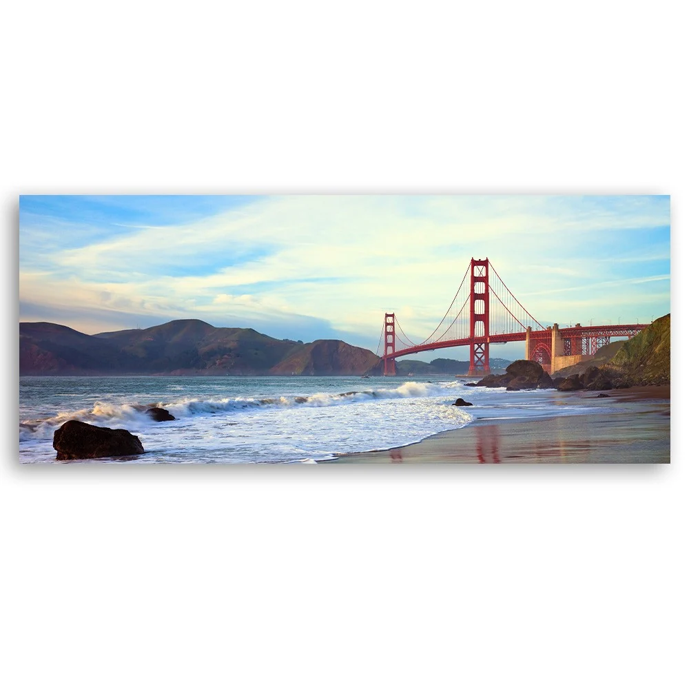 Art-déco-Paneldruck, Golden Gate Bridge 120x40 Feeby