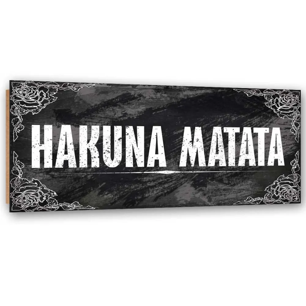 Art-déco-Paneldruck, Inschrift „Hakuna Matata“ aus dem König der Löwen 120x40 Feeby