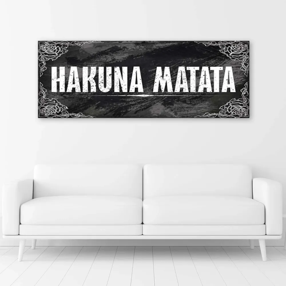Art-déco-Paneldruck, Inschrift „Hakuna Matata“ aus dem König der Löwen 120x40 Feeby