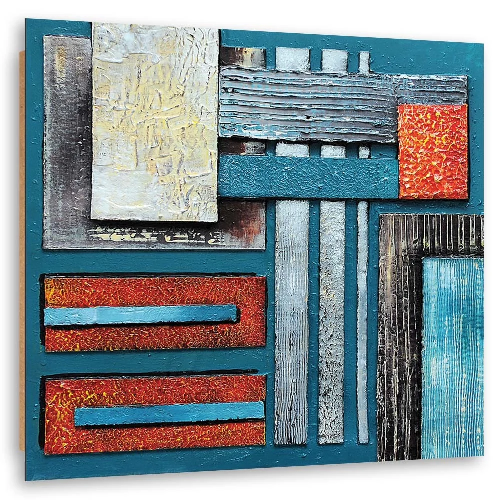 Art-déco-Paneldruck, Komposition mit Blau 30x30 Feeby