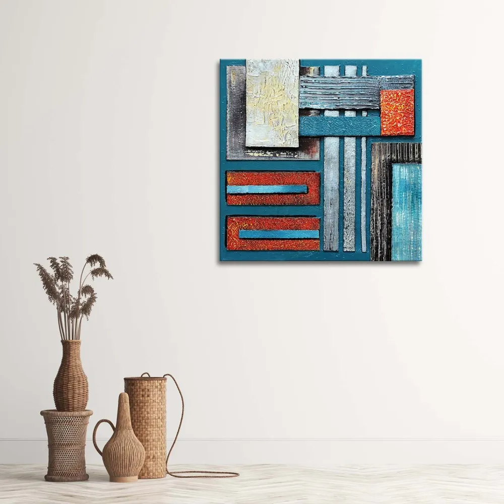 Art-déco-Paneldruck, Komposition mit Blau 30x30 Feeby