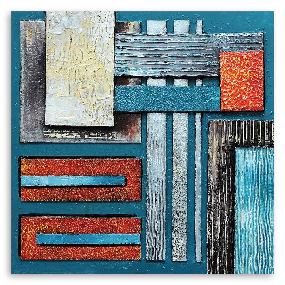 Art-déco-Paneldruck, Komposition mit Blau 30x30 Feeby