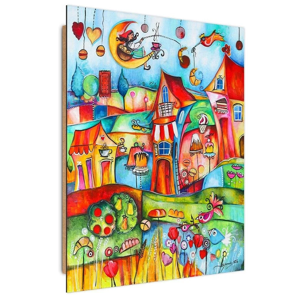 Art-déco-Paneldruck, Märchenstadt 80x120 Feeby