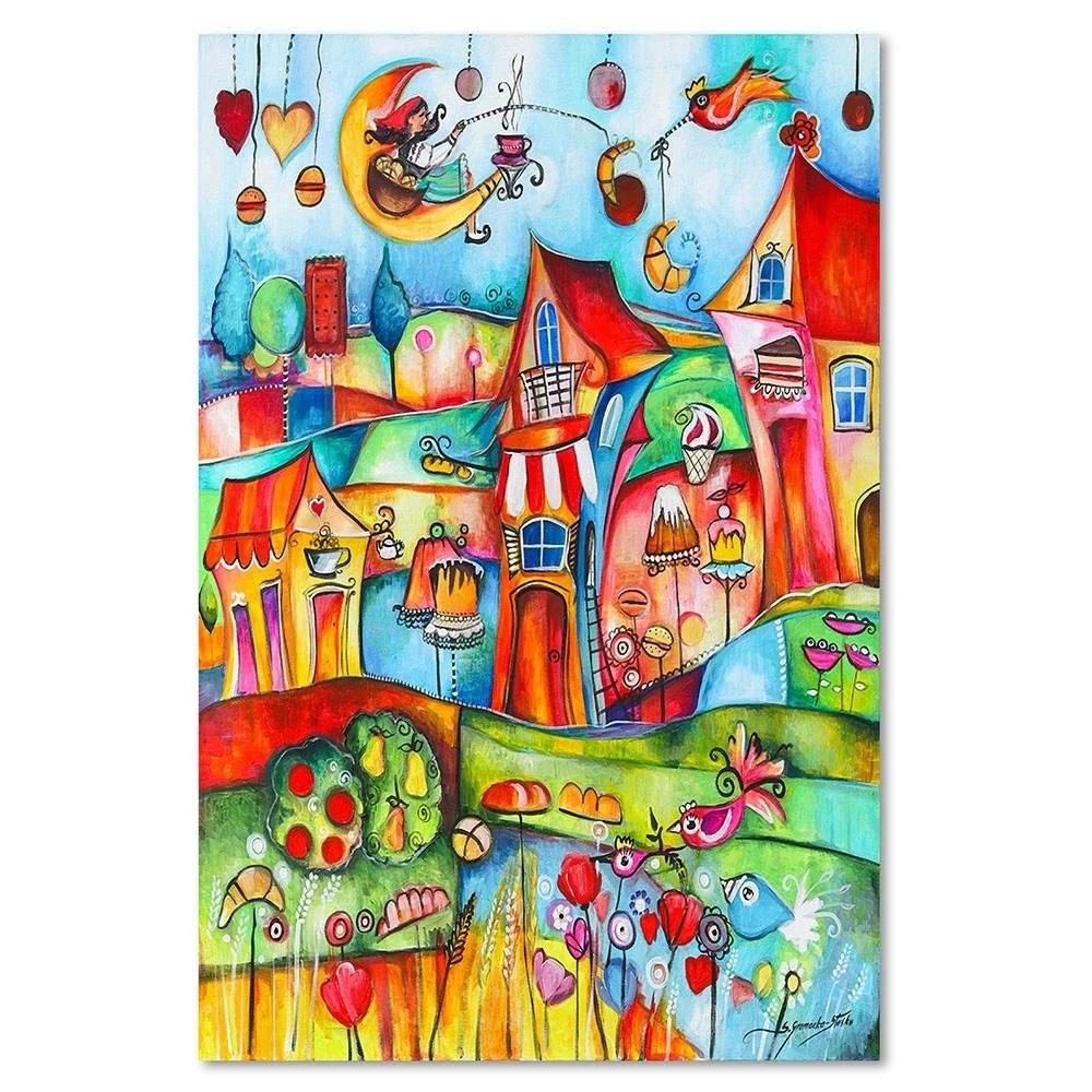 Art-déco-Paneldruck, Märchenstadt 80x120 Feeby