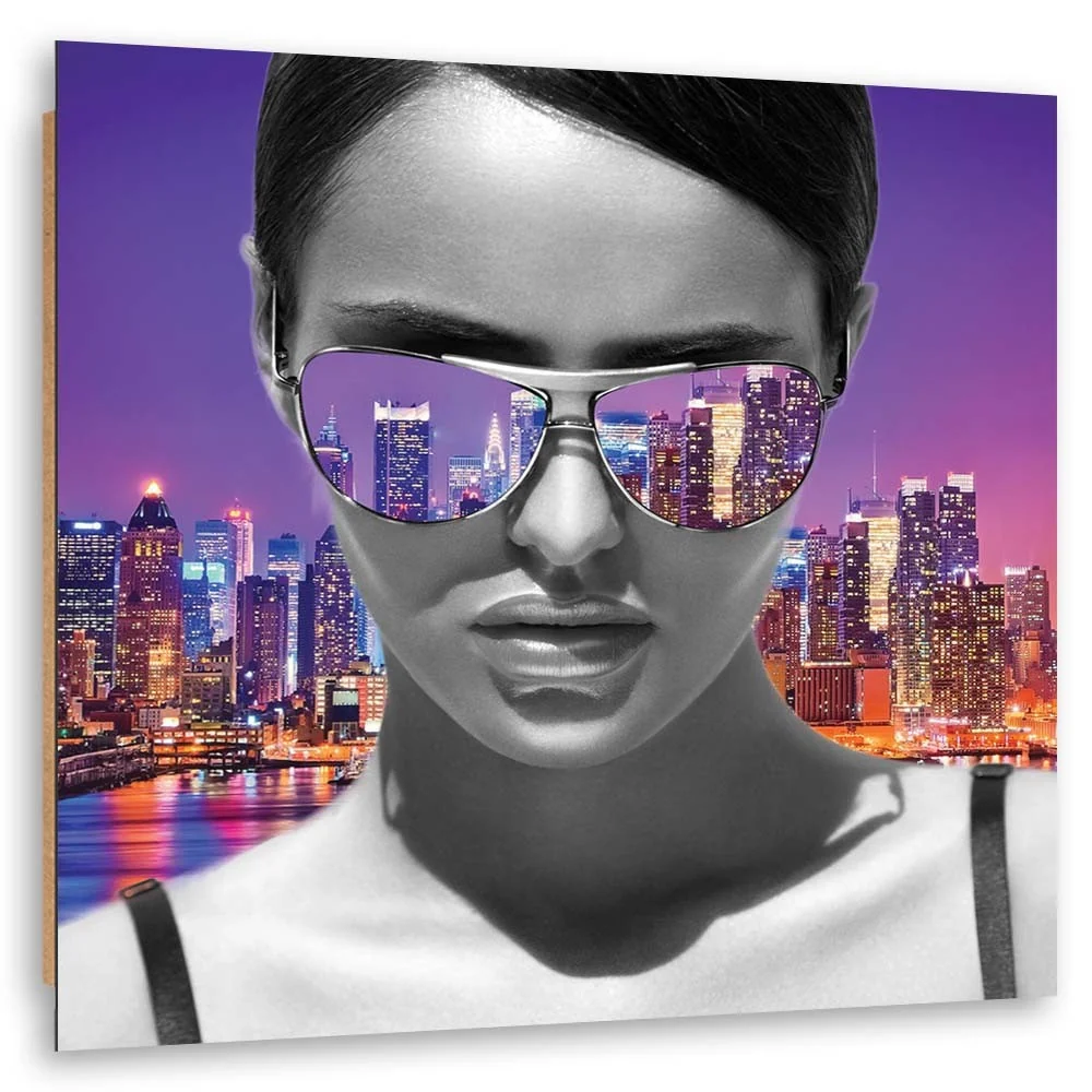 Art-déco-Paneldruck, Pop-Art-Frau New York 30x30 Feeby