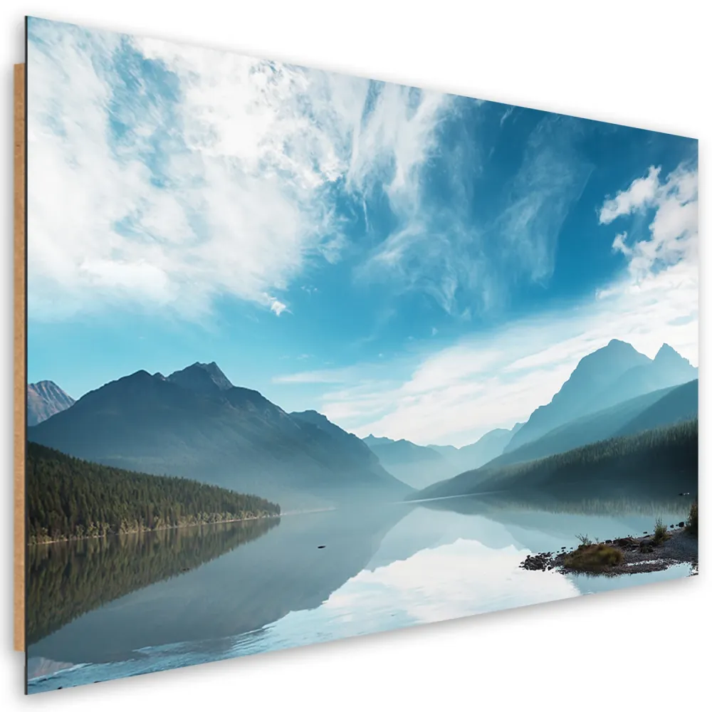 Art-déco-Paneldruck, See vor Bergkulisse 60x40 Feeby