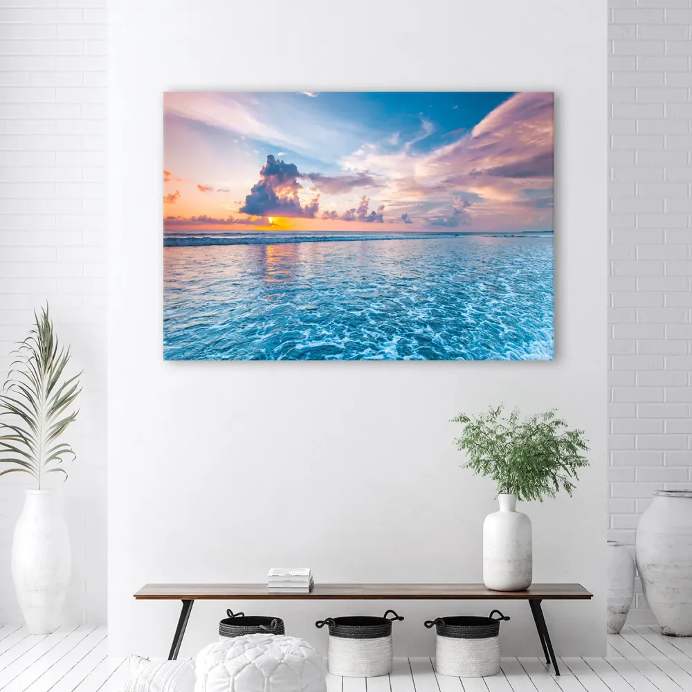 Art-déco-Paneldruck, Sonnenuntergang über dem Meer 60x40 Feeby