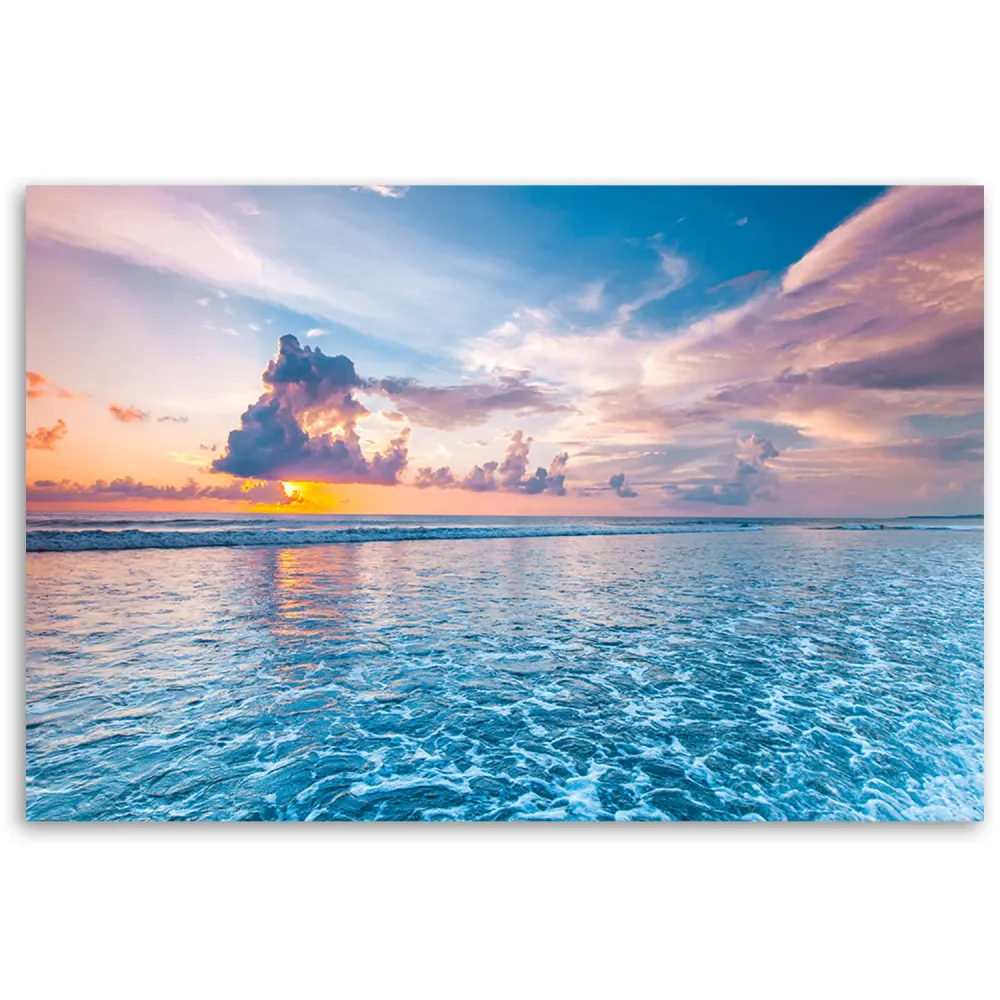 Art-déco-Paneldruck, Sonnenuntergang über dem Meer 60x40 Feeby
