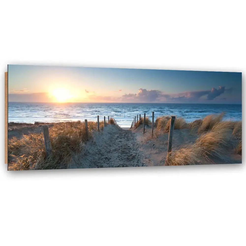 Art-déco-Paneldruck, Sonnenuntergang am Strand am Meer 120x40 Feeby