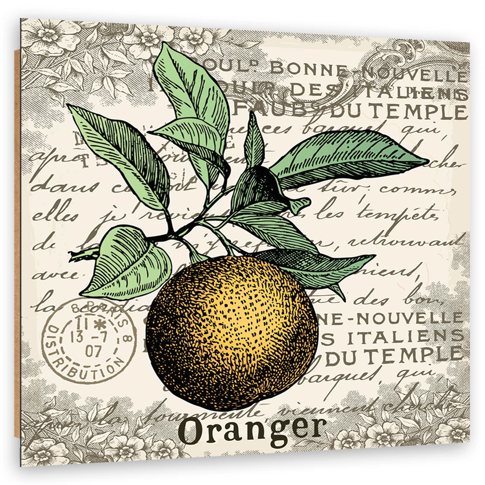 Art-déco-Paneldruck, Vintage-Orange 30x30 Feeby