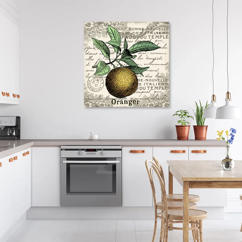 Art-déco-Paneldruck, Vintage-Orange 30x30 Feeby