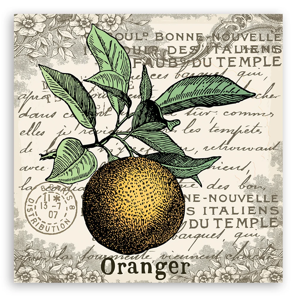 Art-déco-Paneldruck, Vintage-Orange 30x30 Feeby
