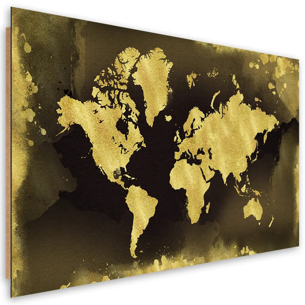 Art-déco-Paneldruck, Vintage-Stil der goldenen Kontinente 60x40 Feeby