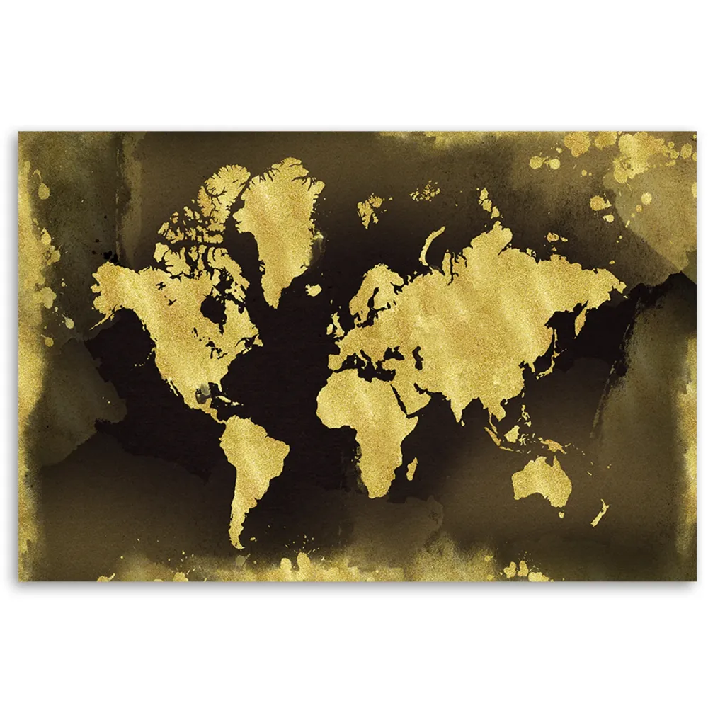 Art-déco-Paneldruck, Vintage-Stil der goldenen Kontinente 60x40 Feeby